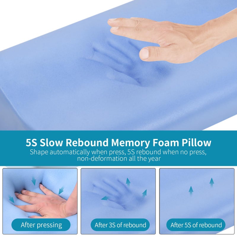 Polovo Memory Foam Pillows Neck Pillow Bed Pillow for Sleeping, Ergonomic Cervical Pillow for Neck and Shoulder Pain Relief,Orthopedic Contour Pillow for Side Back Stomach Sleeper(Blue&Grey) - Image 3